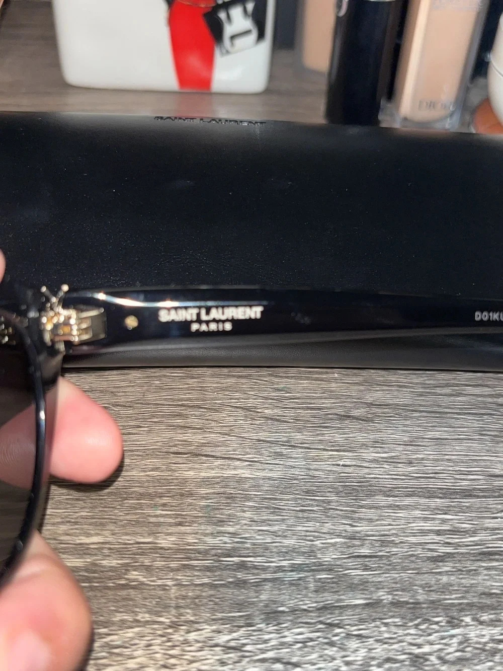 Saint Laurent Black Oval Cat Eye Sunglasses with Case